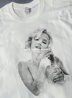VINTAGE性感玛丽莲梦露短袖人像印花tee Marilyn Monroe男短袖T恤