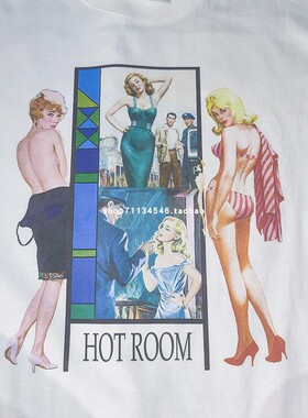 80S美式复古文艺PIN UP 美女GIRL帮派俱乐部美漫风格男女短袖T恤