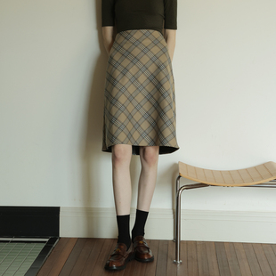 春也白 经典格纹a字半裙女春夏款气质百搭中裙时髦休闲通勤短裙子