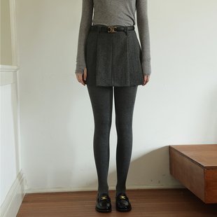 春也白 复古高腰a字羊毛呢百褶裙秋冬百搭半身裙女气质简约短裙子