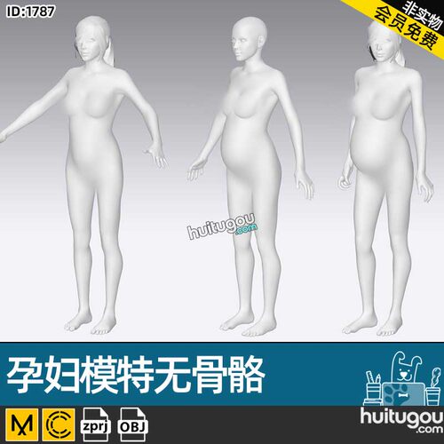 MD服装模特CLO3D孕妇模型OBJ格式zprj素材服装设计打版素材源文件