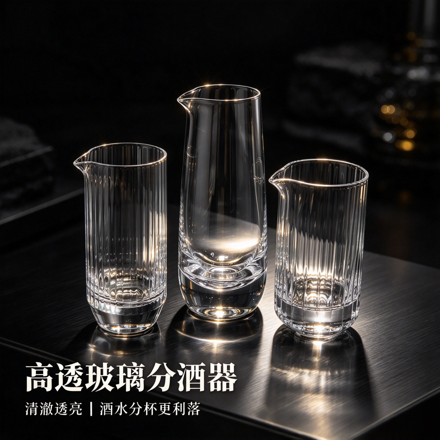 轻奢竖纹高透玻璃分酒器公道杯