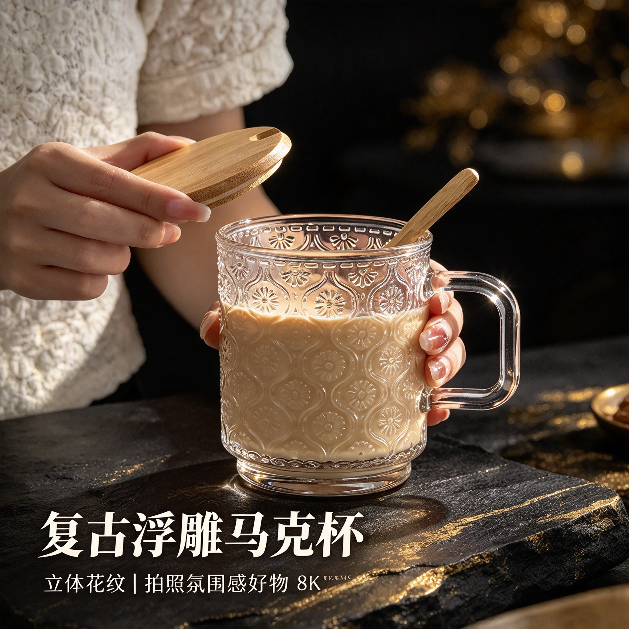 网红高透无铅加厚竖纹玻璃杯
