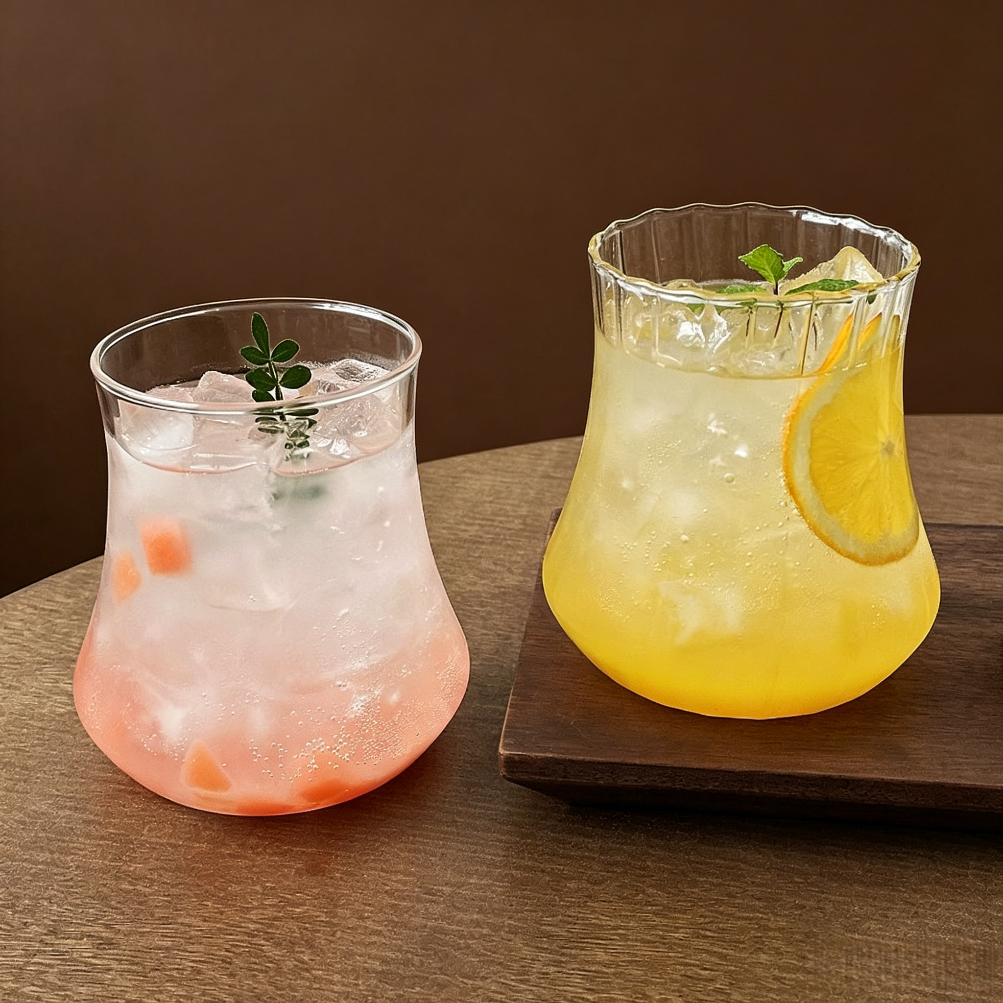 ins 风大肚高硼硅玻璃杯 家用高颜值冷饮果汁杯 创意咖啡气泡水杯