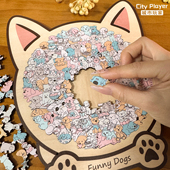 莫兰迪狗狗拼图烧脑异形funny dogs小狗木制玩具治愈puzzle礼物