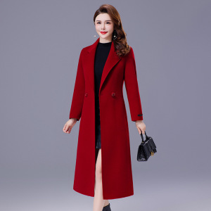 高端轻奢双面羊绒呢大衣女2025春秋新款中年妈妈羊毛呢本命年外套