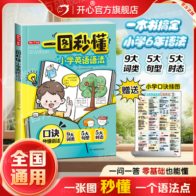 开心 一图秒懂小学英语语法抢先提前学漫画一本通新概念英语公式法语法趣味口诀速记练习专项训练每日一练知识点汇总大全书人教版
