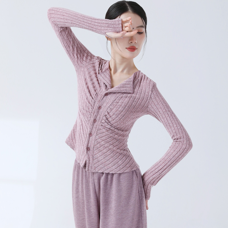 新款现代舞练功服秋冬舞蹈长袖上衣舞蹈生基训外搭古典舞加厚舞衣