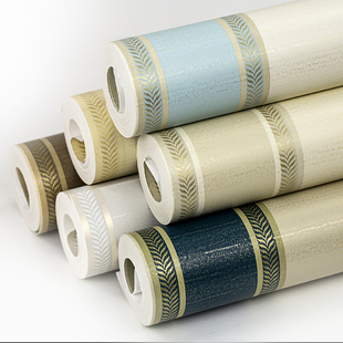 现代简约客厅卧室竖条纹壁纸地中海蓝色儿童房卡通英伦风条纹墙纸