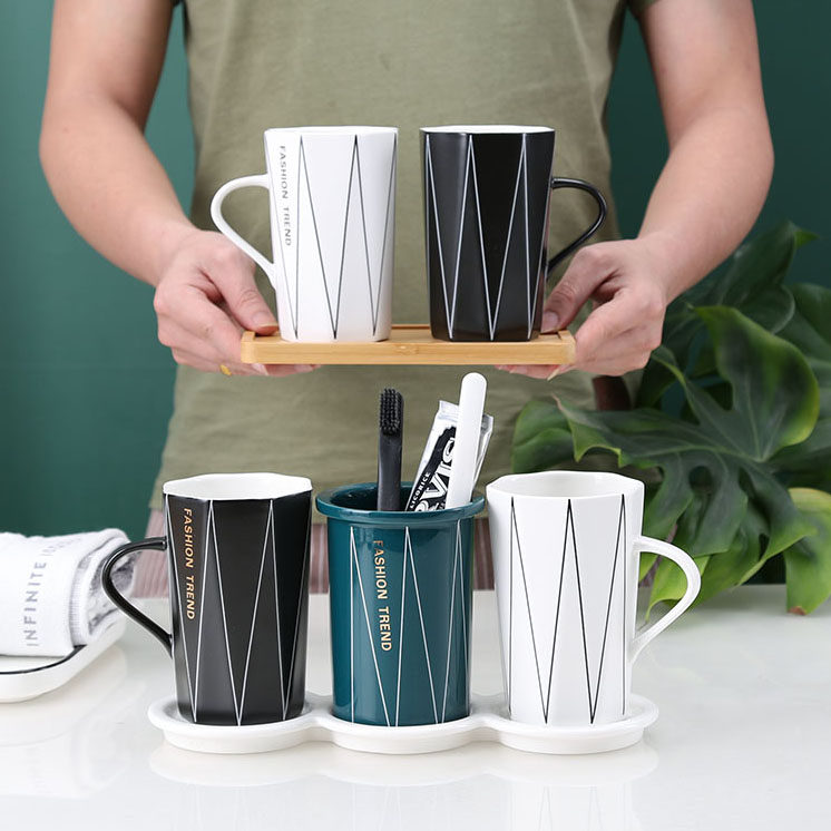 陶瓷漱口杯轻奢家用简约北欧刷牙杯子创意个性牙杯洗漱杯情侣套装