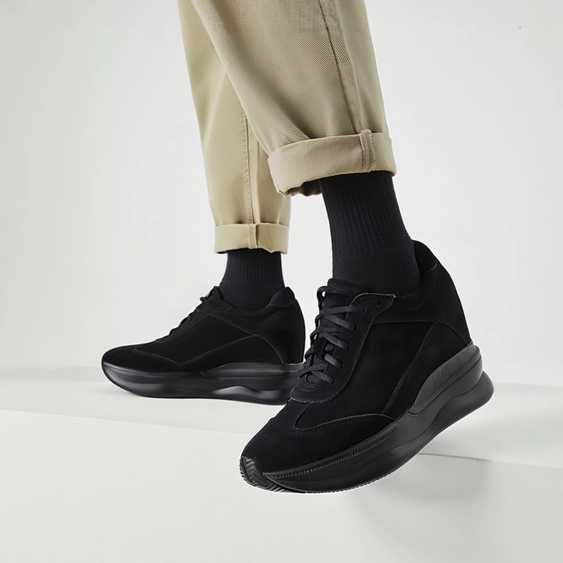 内增高女鞋12CM小个子厚底单鞋轻便磨砂真皮运动鞋女款户外休闲鞋