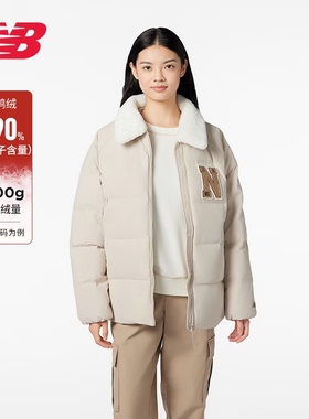 NEW BALANCE 羽绒服女款短款鸭绒运动休闲翻领外套 NPD4E122-LBE