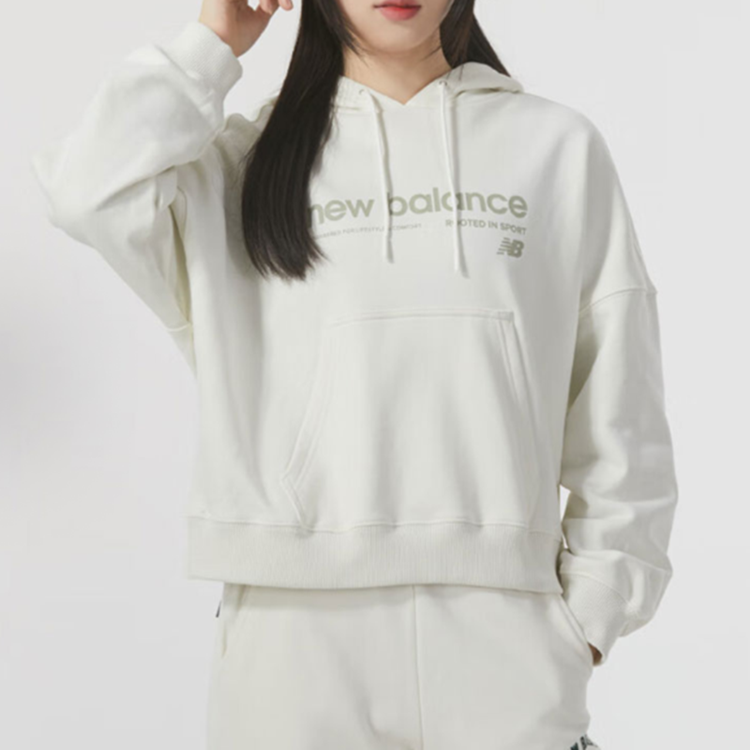 New Balance女子复古字母连帽套头宽松卫衣AWT41322-CIC