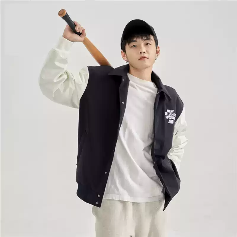 New Balance男女同款梭织立领秋冬棉服棒球服外套5QD12083-BK