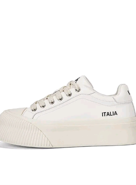 女子月岛风格复古厚底防滑耐磨板鞋白K0E25CC34J-012