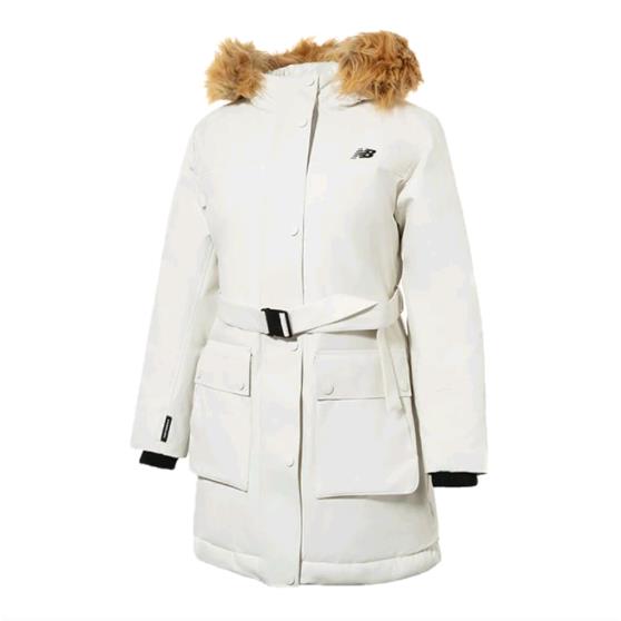 New Balance女保暖鸭绒防风中长款毛领连帽羽绒服AWJ34318-CIC