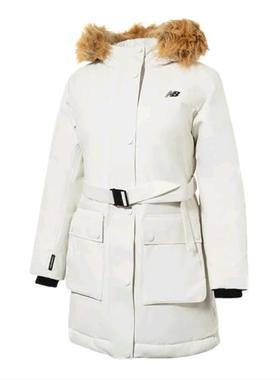 New Balance女保暖鸭绒防风中长款毛领连帽羽绒服AWJ34318-CIC