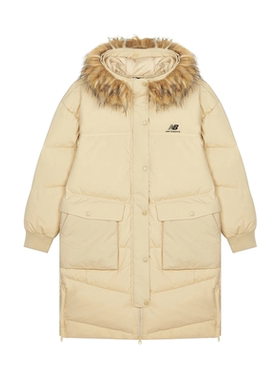 New Balance NB女款休闲中长款连帽保暖羽绒服AWJ14354-PEB