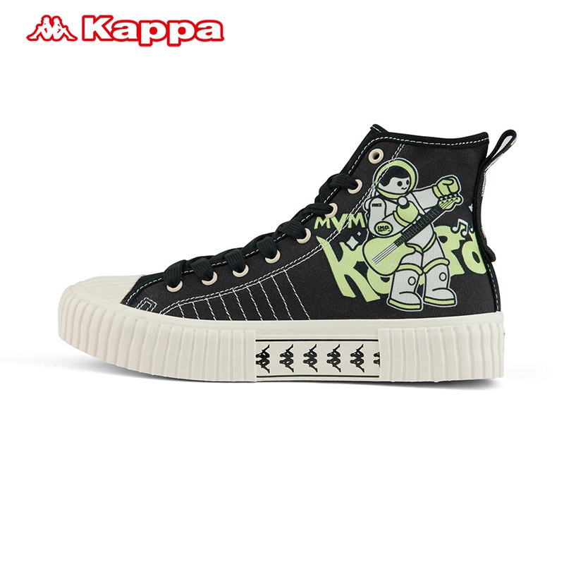 Kappa卡帕串标帆布鞋情侣男女高帮印花板鞋KPCBFVS85C-990