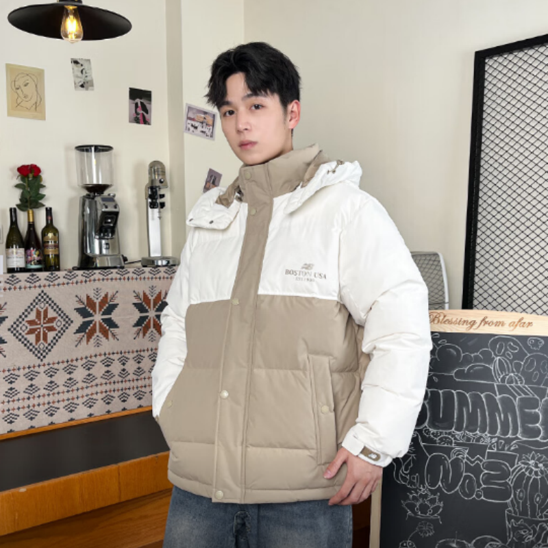 New Balance 男款字母印花拼色防风保暖运动羽绒服AMJ34301-CIC