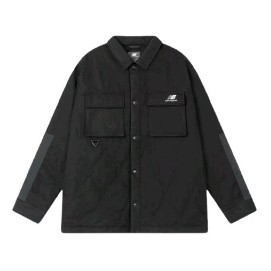 New Balance 情侣运动休闲夹棉工装翻领夹克5QC44793-BK