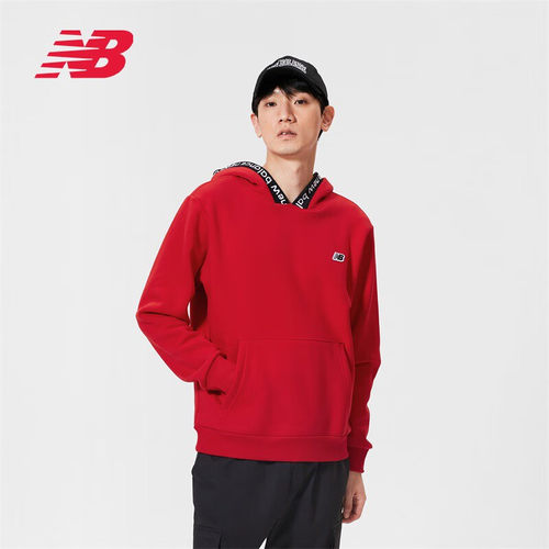 New Balance 男女加绒刺绣LOGO标识连帽卫衣_套头衫 AMT03340-ENR