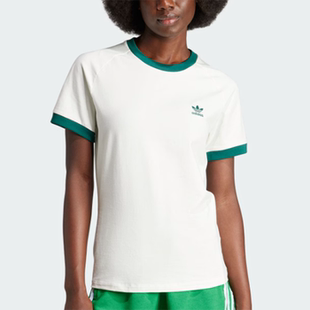 Adidas三叶草 女子时尚印花学院风纯棉运动短袖T恤 IN4110