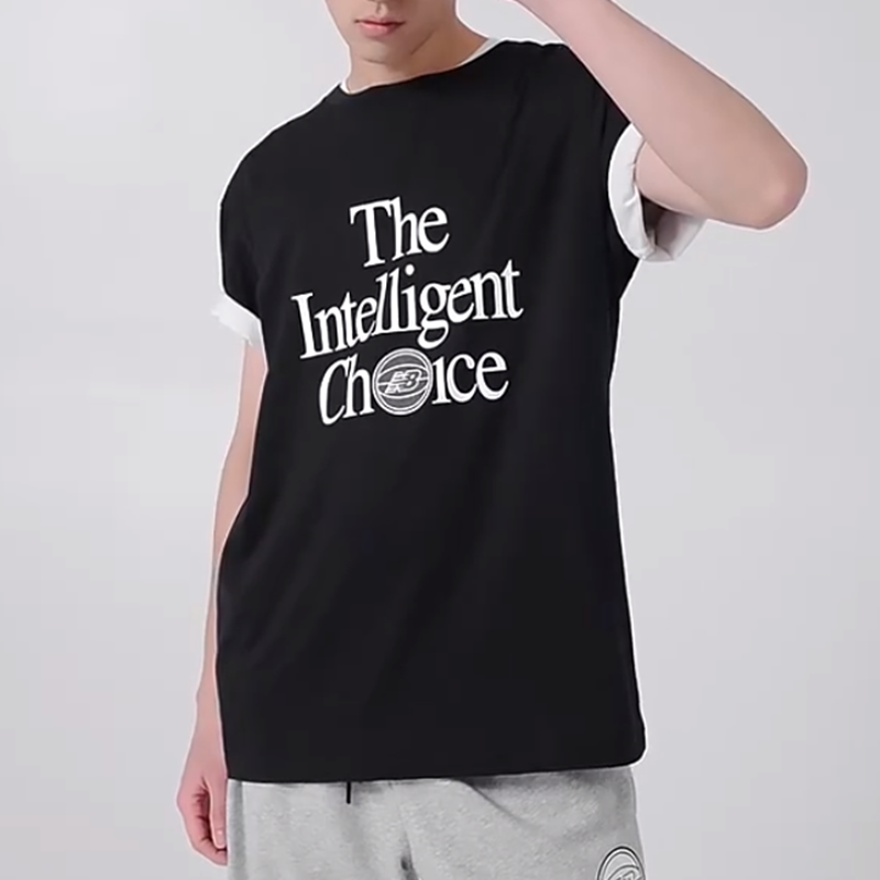 New Balance 男款时尚简约舒适圆领短袖T恤MT13586-BK