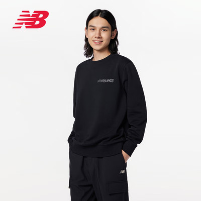 NEW BALANCE 圆领卫衣男 百搭休闲舒适运动套头衫AMT33325-BK