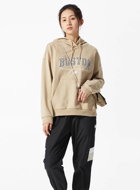 New Balance NB正品春季女款运动休闲连帽卫衣套头衫5CC17162-BEI