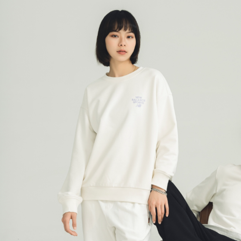 NEW BALANCE 男女纯色运动休闲套头圆领宽松卫衣 5CD12152-IV