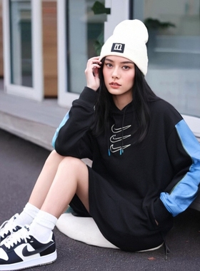 Nike耐克秋冬新款休闲女子加绒宽松连帽运动衫 DD5134-010 AC