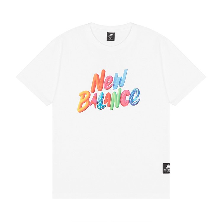 New Balance 男款休闲运动舒适短袖上衣T恤AMT21557-WT