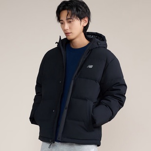 NEW BALANCE 短款鸭绒羽绒服男款户外保暖连帽外套 AMJ43351-BK