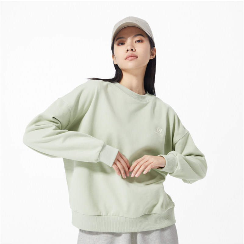 New Balance NB女春秋运动针织圆领套头衫卫衣AWT21305-PGE