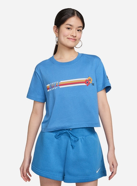 Nike耐克女纯棉透气宽松短款运动休闲短袖T恤HF4616-402 AC