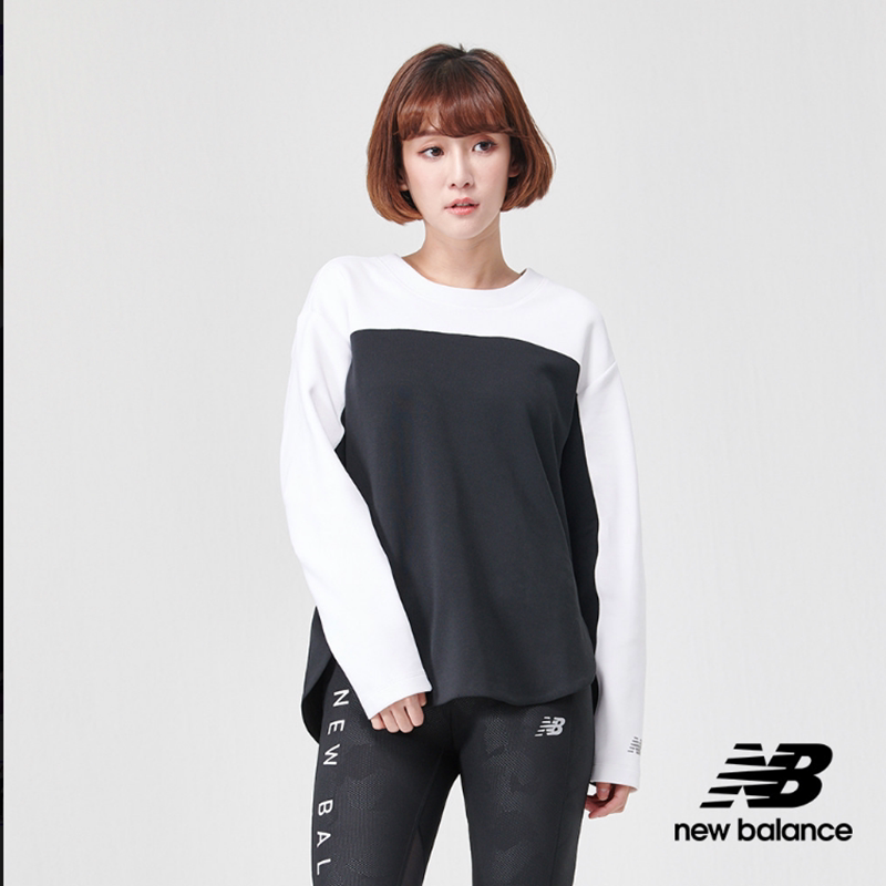 New Balance女子运动休闲拼色长袖T恤AWT91245-BKW