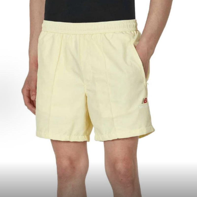 New Balance 纯色休闲Logo休闲短裤 男款 黄色MS31541-DGL