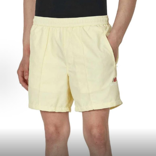 New Balance 纯色休闲Logo休闲短裤 男款 黄色MS31541-DGL