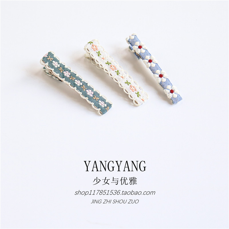 花朵复古气质少女刺绣发夹韩国