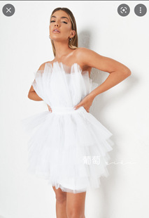 葡萄miki 美单梦幻公主风网纱抹胸收腰礼服连衣裙 party主角 65欧