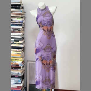 长款 美单性感辣妹浪漫度假风印花立领无袖 连衣裙 小确幸 葡萄miki