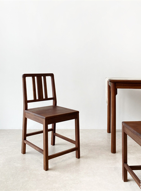 秋山匠人现代简约全实木餐椅黑胡桃木书桌椅中日式靠背椅榫卯原木