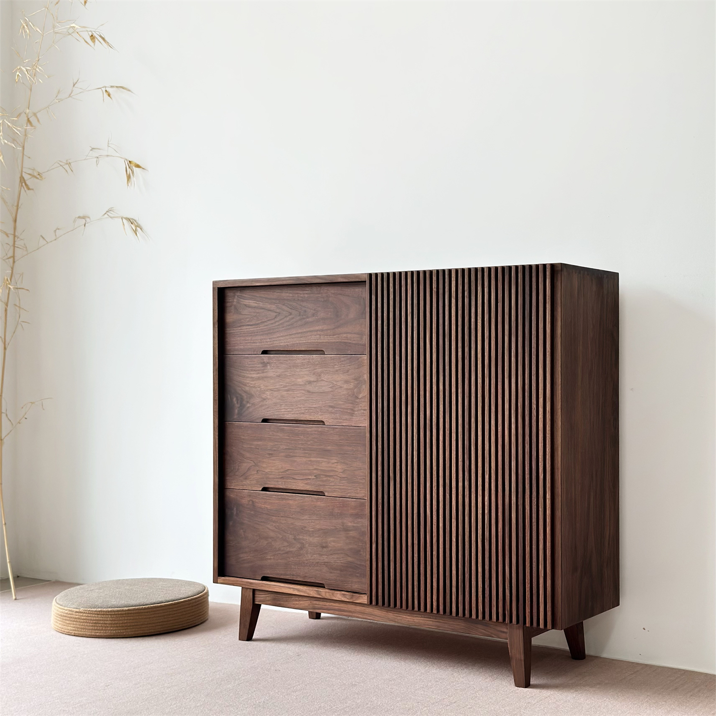 秋山匠人日式北美黑胡桃木玄关柜