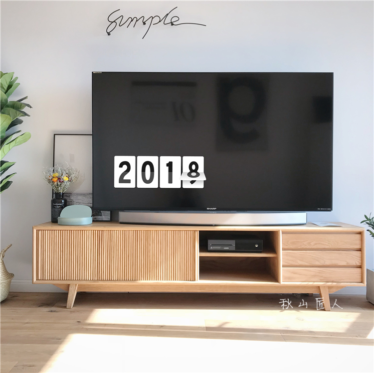 北欧樱桃木黑胡桃木电视柜白橡木