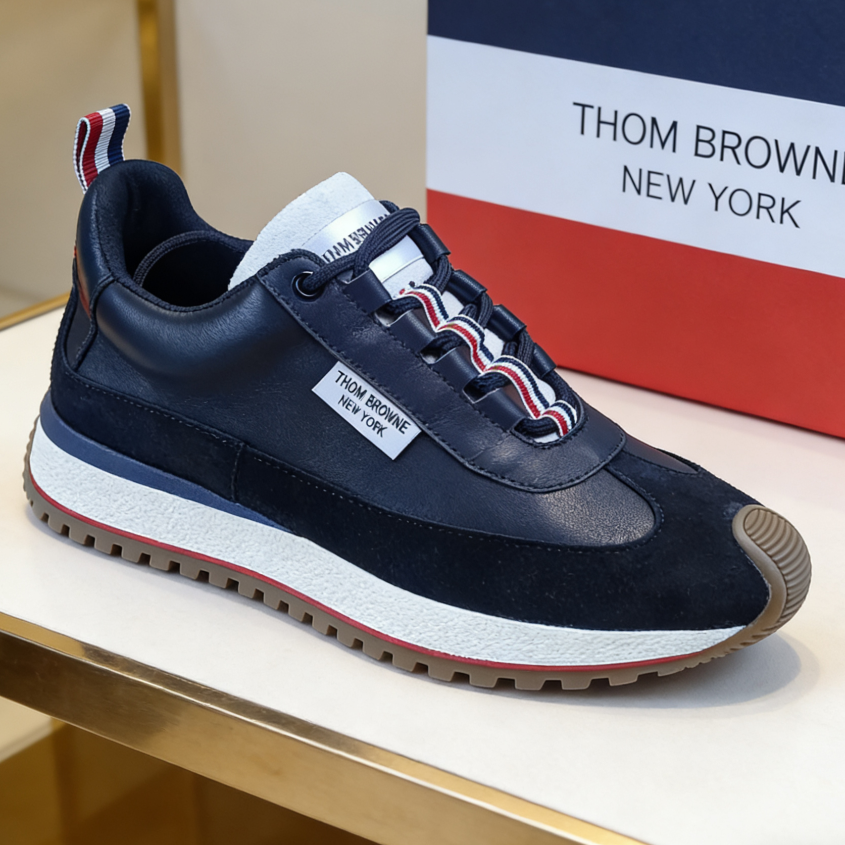 轻奢潮牌TB欧洲站2025新款头层真牛皮男运动休闲鞋男潮韩版秋冬季