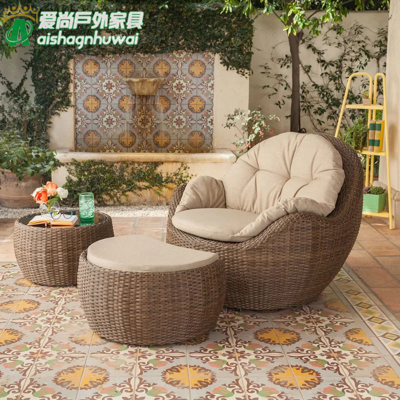 户外沙发组合庭院酒店露台别墅民宿休闲藤椅室外防水防晒藤编家具