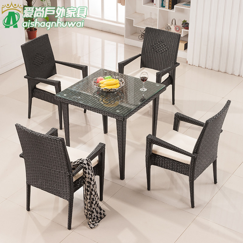 户外休闲桌椅编藤茶几椅子家具组合阳台铁艺简约现代花园编织藤椅