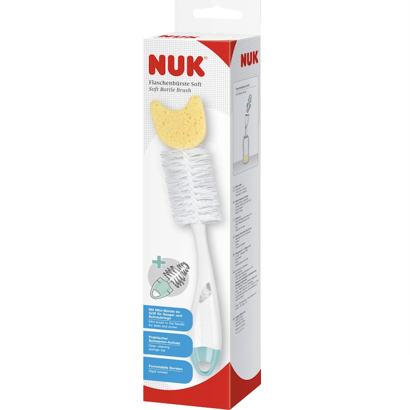 德国直邮 NUK新生婴儿奶瓶海绵刷子 深层清洁 人体工程学