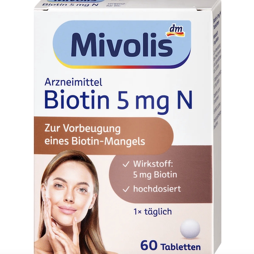 德国直邮Mivolis Biotin生物素护发片 护肤养发 美肤美甲60片